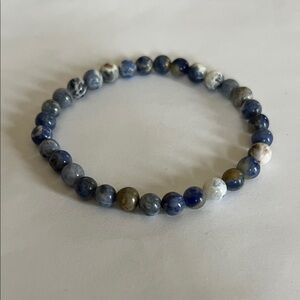 Blue and White Beaded Bracelet